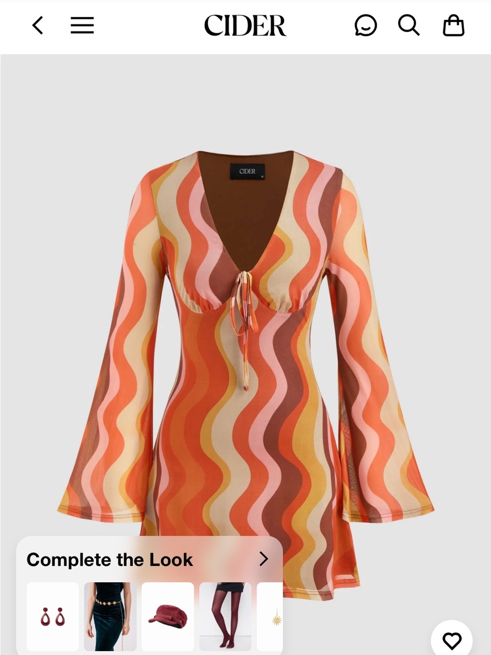 NWT Cider Retro Wavy Mesh Long Sleeve Mini Dress XS